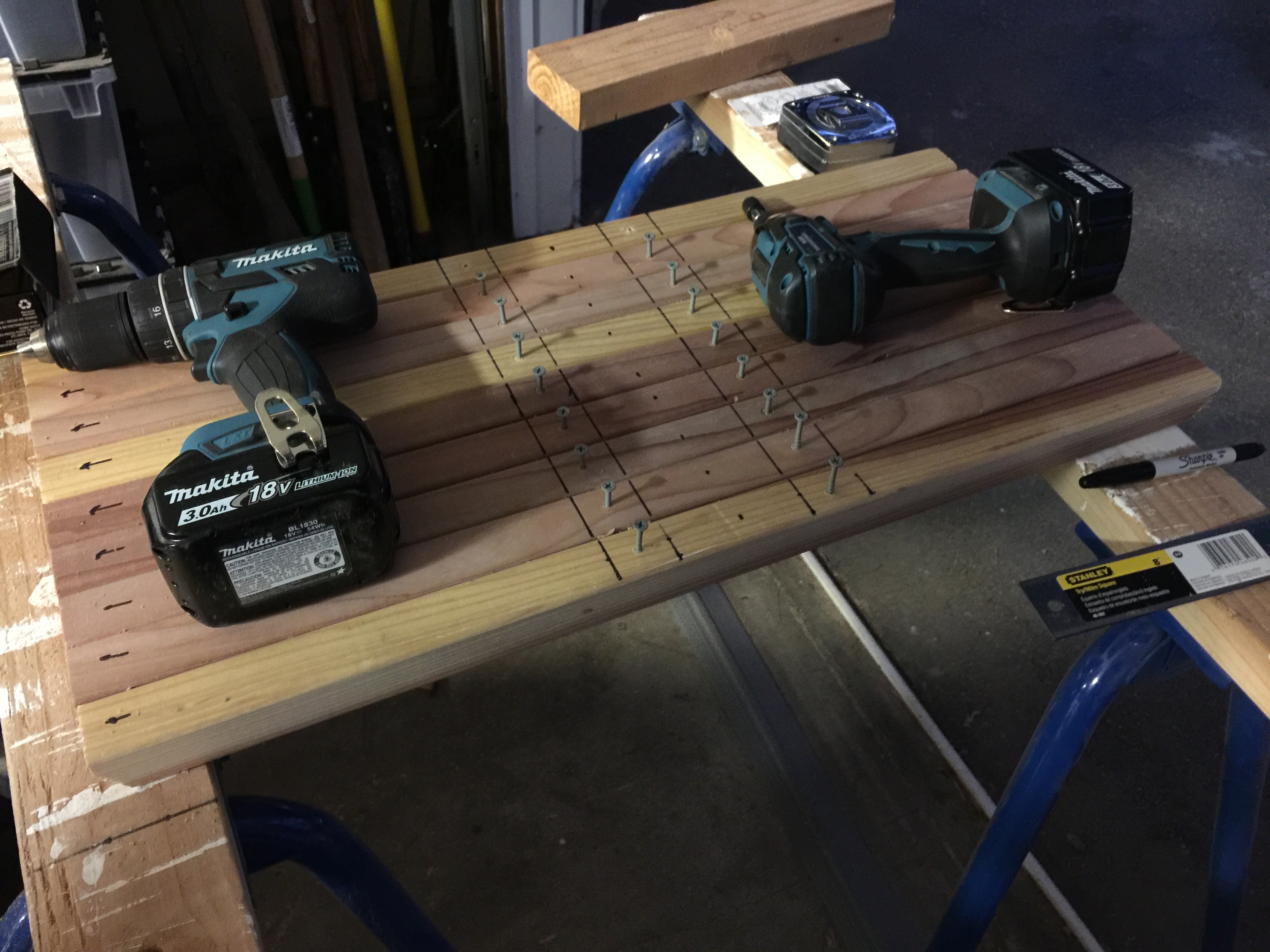 Step 5 — starting the screws on the bench